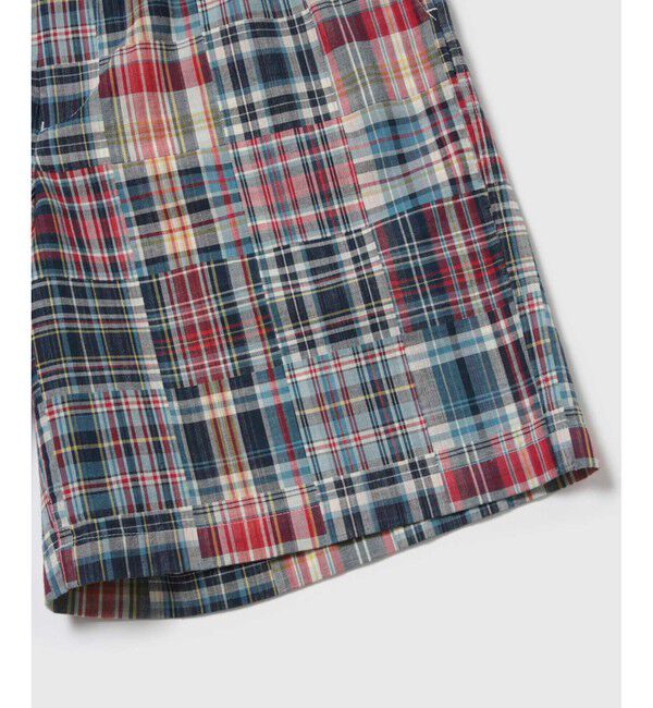 ADAM ET ROPE'「パッチワーク マドラスチェック ワイド イージーショーツ / セットアップ対応」|チノ|