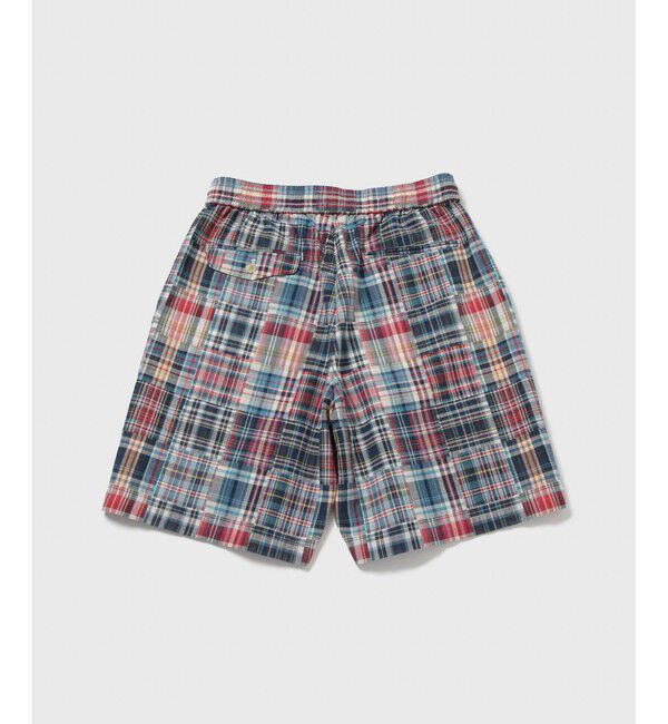 ADAM ET ROPE'「パッチワーク マドラスチェック ワイド イージーショーツ / セットアップ対応」|チノ|