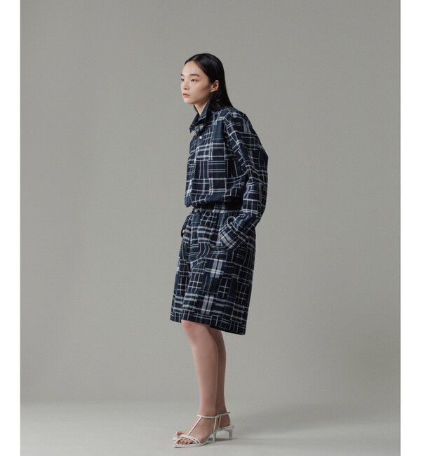 ADAM ET ROPE'「パッチワーク マドラスチェック ワイド イージーショーツ / セットアップ対応」|チノ|