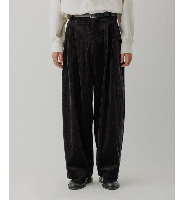 ADAM ET ROPE'「コーデュロイ バギー スラックス」|チノ|ブラック(01)