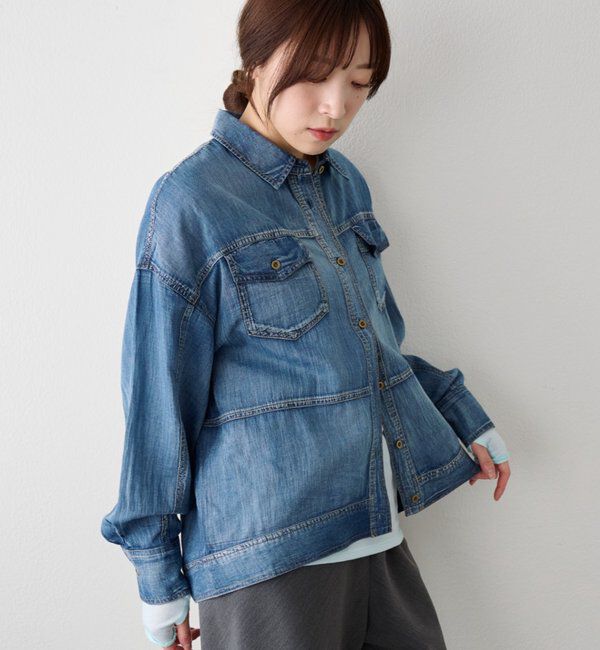  「【26SS予約】シアーデニムシャツ」|シャツ・ブラウス|ネイビー