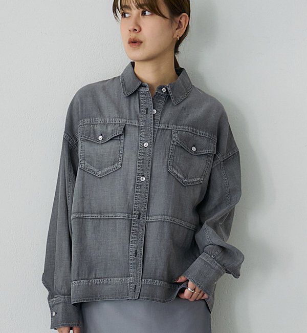  「【26SS予約】シアーデニムシャツ」|シャツ・ブラウス|グレー