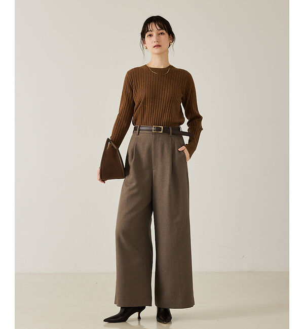 qualite「【大人のワイドパンツ】ウーリッシュツイルパンツ」|その他|