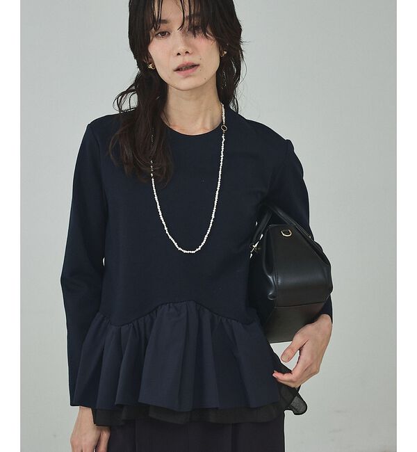 qualite「タフタコンビプルオーバー」|シャツ・ブラウス|オフホワイト