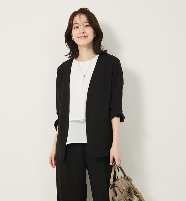 abahouse mavie「【エニデイカセット・サマー】 ジョーゼットノーカラージャケット」|ノーカラージャケット|