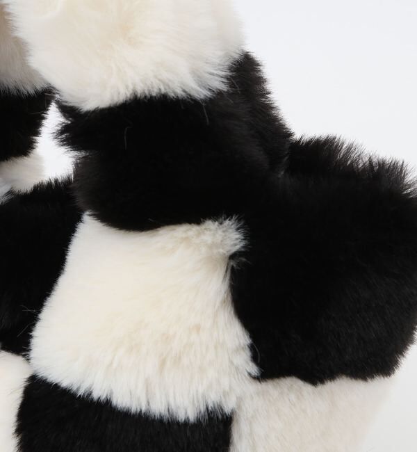 A_「【A_/エース】チェッカーフラッグ柄フェイクファーミニバッグ」|トートバッグ|