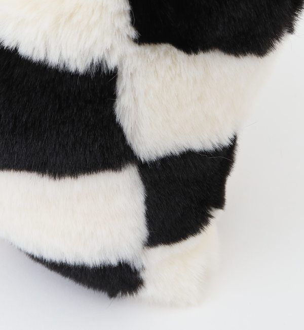 A_「【A_/エース】チェッカーフラッグ柄フェイクファーミニバッグ」|トートバッグ|