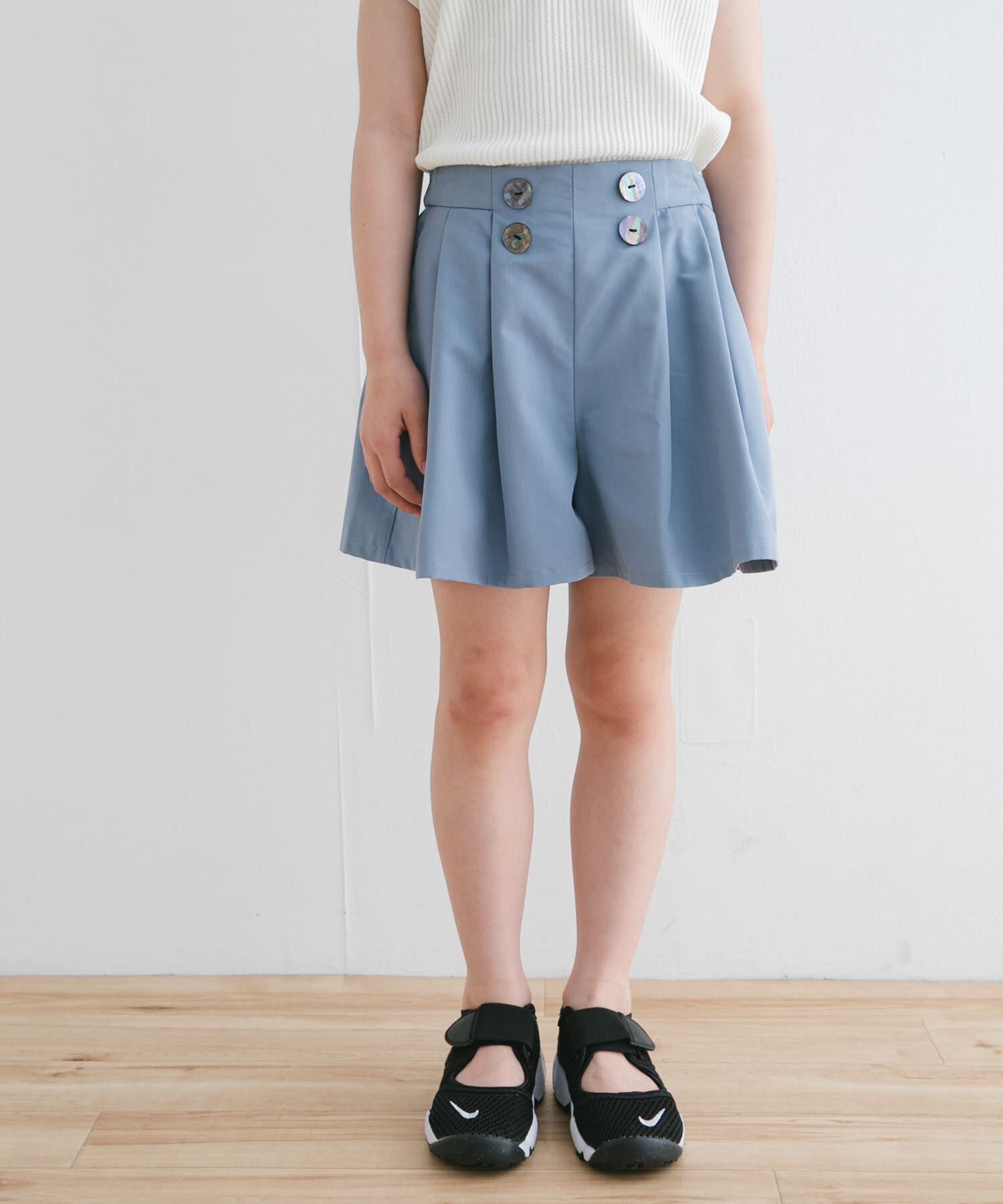 URBAN RESEARCH DOORS「『WEB/一部店舗限定サイズ』フロントボタンキュロットパンツ(KIDS)」|その他|ブルー