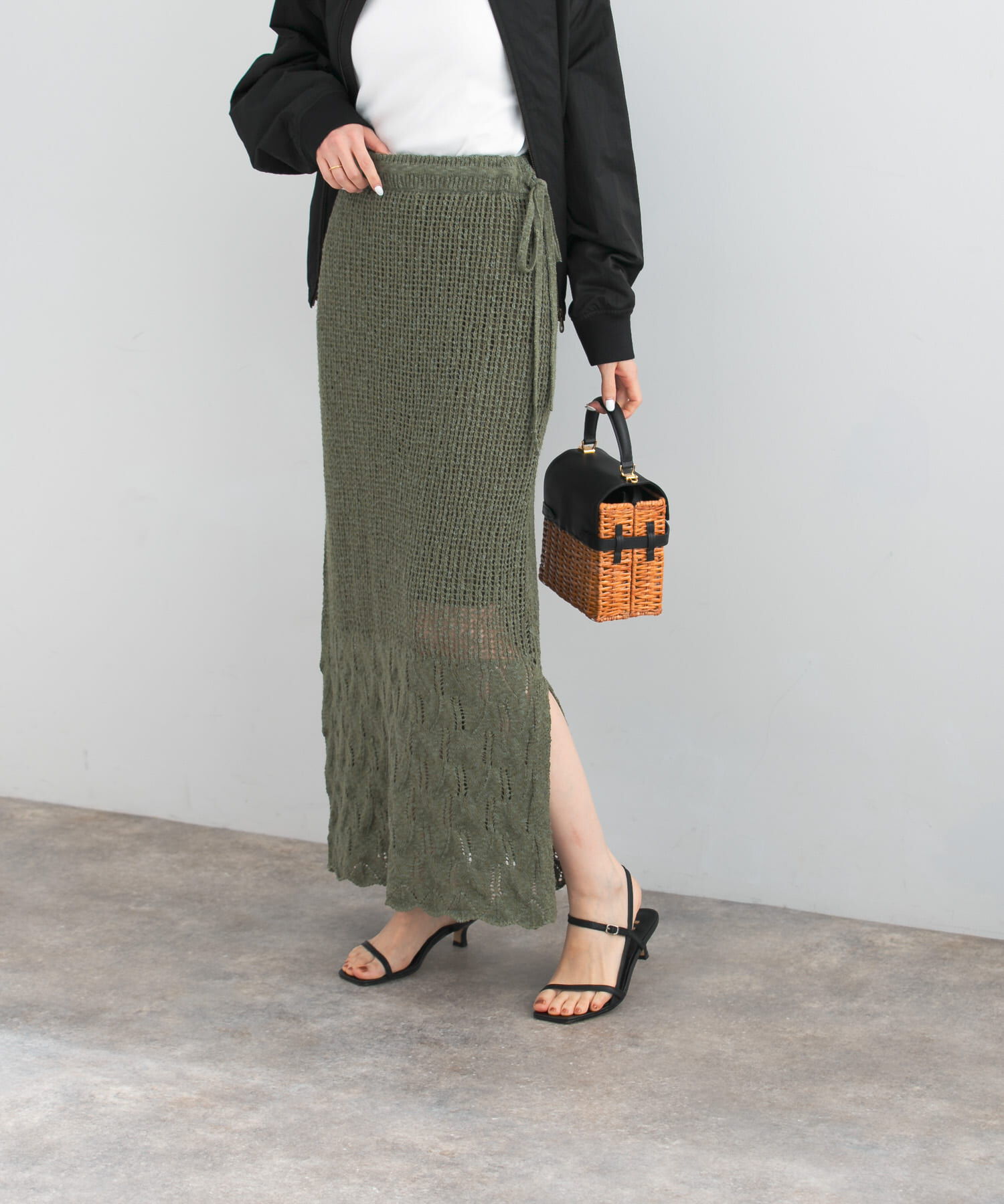 URBAN RESEARCH ROSSO「サイドスリットニットレーススカート」|スカート|