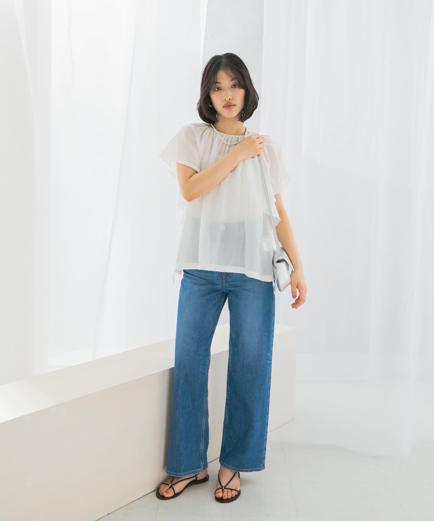 URBAN RESEARCH ROSSO「コットンシルクフレアスリーブブラウス」|シャツ・ブラウス|