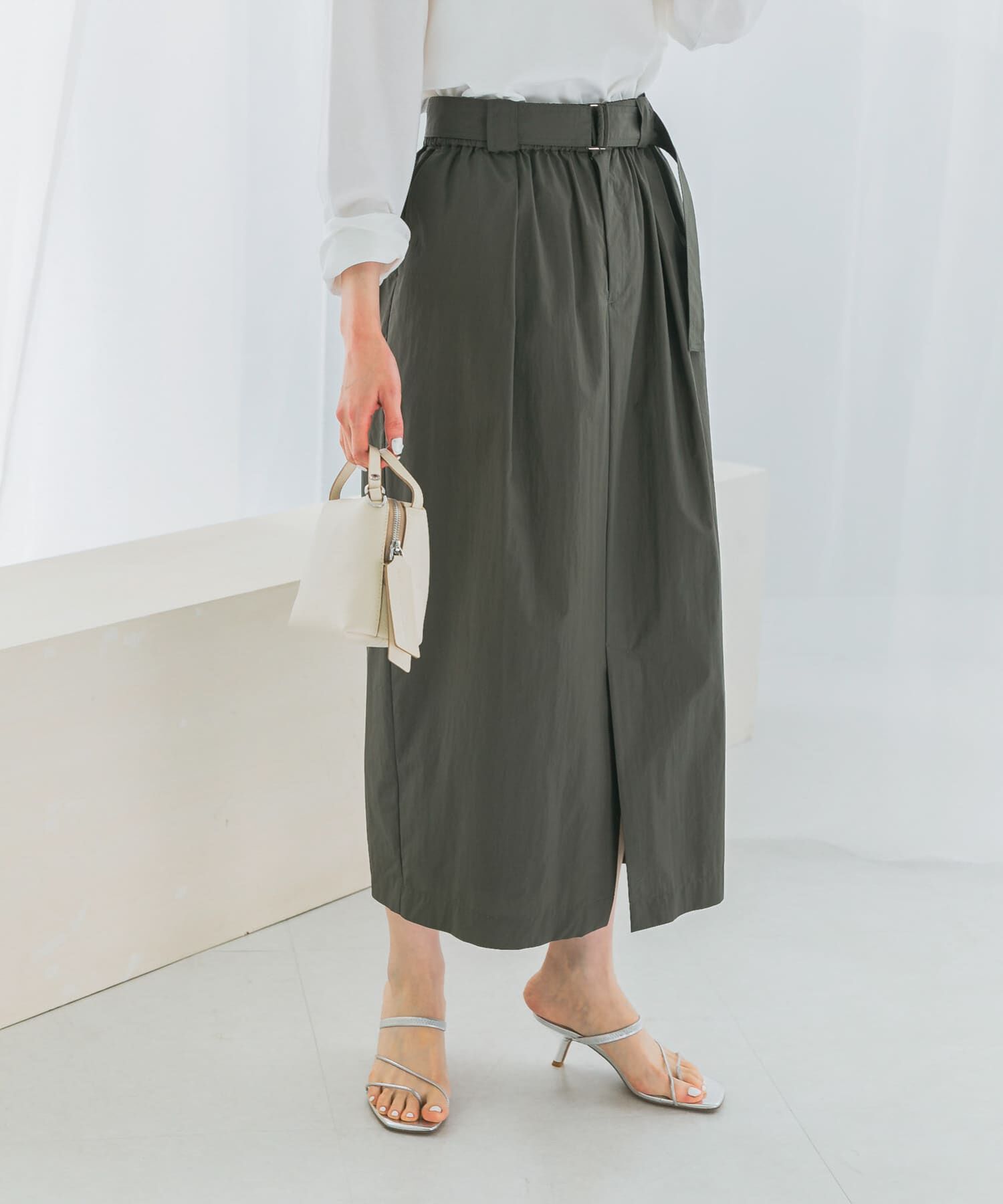 URBAN RESEARCH ROSSO「ベルト付スカート」|スカート|カーキ