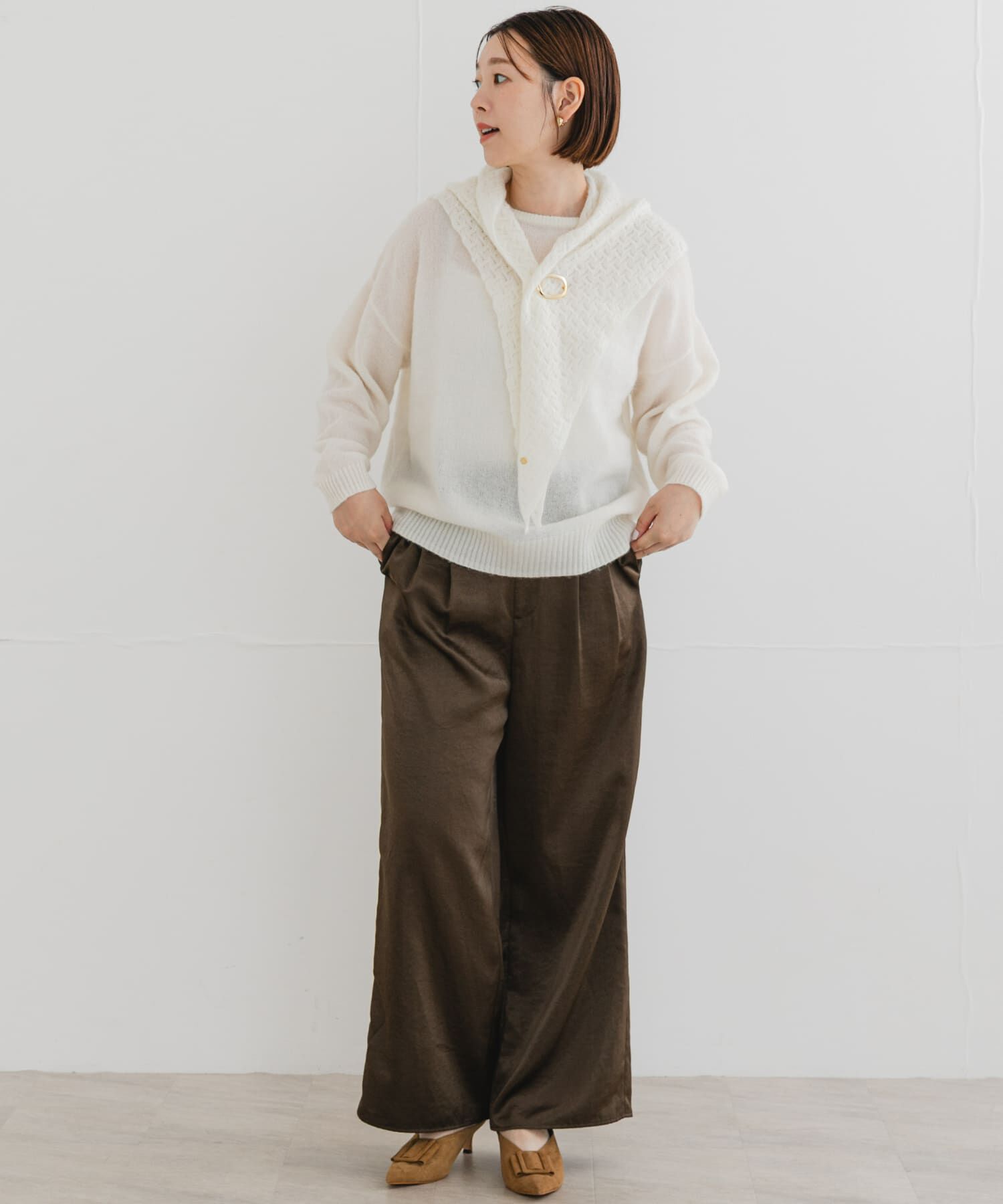 URBAN RESEARCH ROSSO「F by ROSSO　ヘアリーニットプルオーバー+ニットスカーフ」|ニット・セーター|