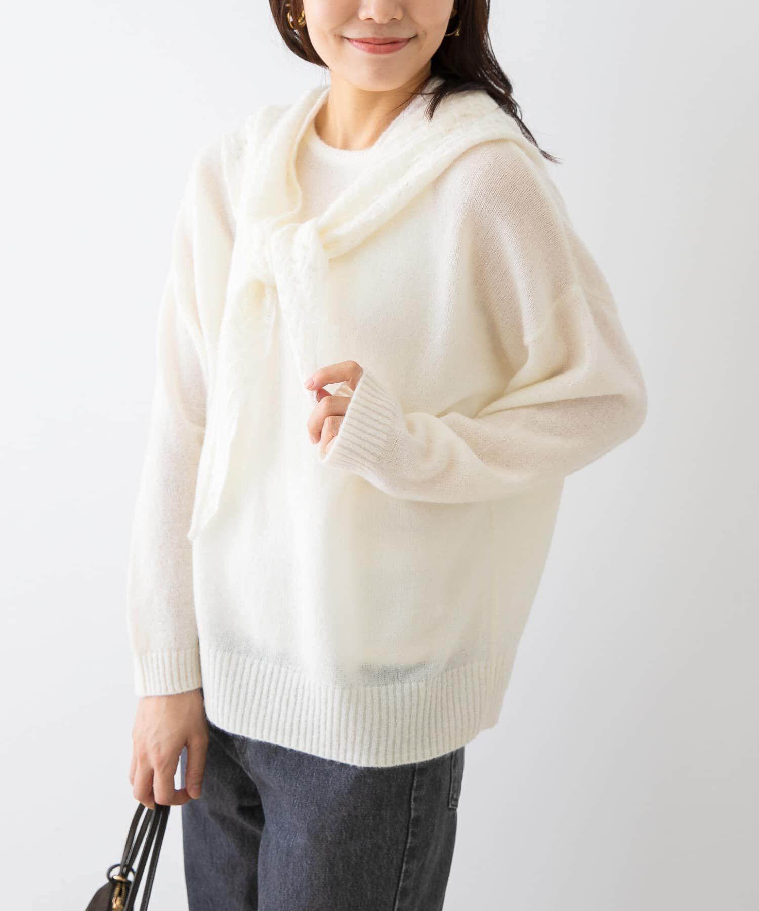 URBAN RESEARCH ROSSO「F by ROSSO　ヘアリーニットプルオーバー+ニットスカーフ」|ニット・セーター|