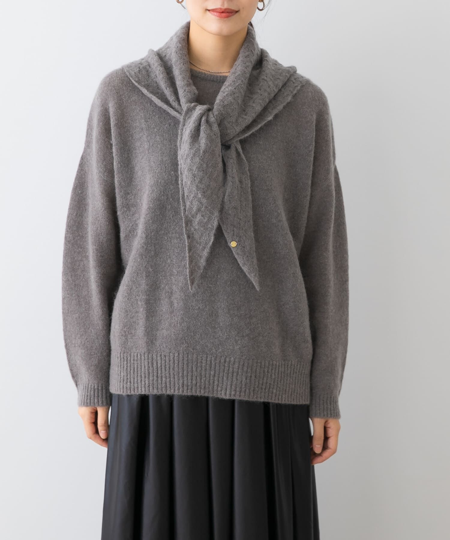 URBAN RESEARCH ROSSO「F by ROSSO　ヘアリーニットプルオーバー+ニットスカーフ」|ニット・セーター|