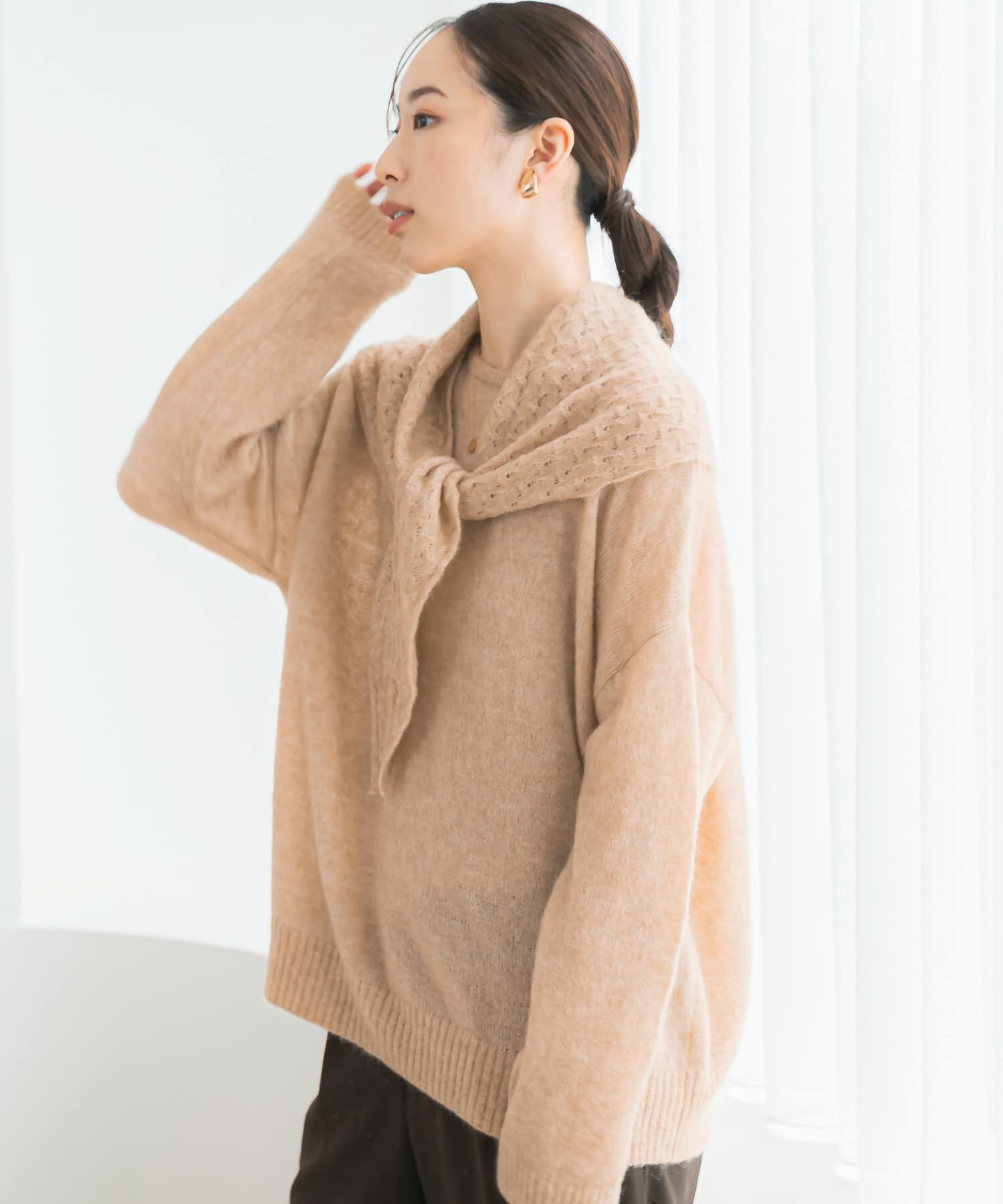 URBAN RESEARCH ROSSO「F by ROSSO　ヘアリーニットプルオーバー+ニットスカーフ」|ニット・セーター|