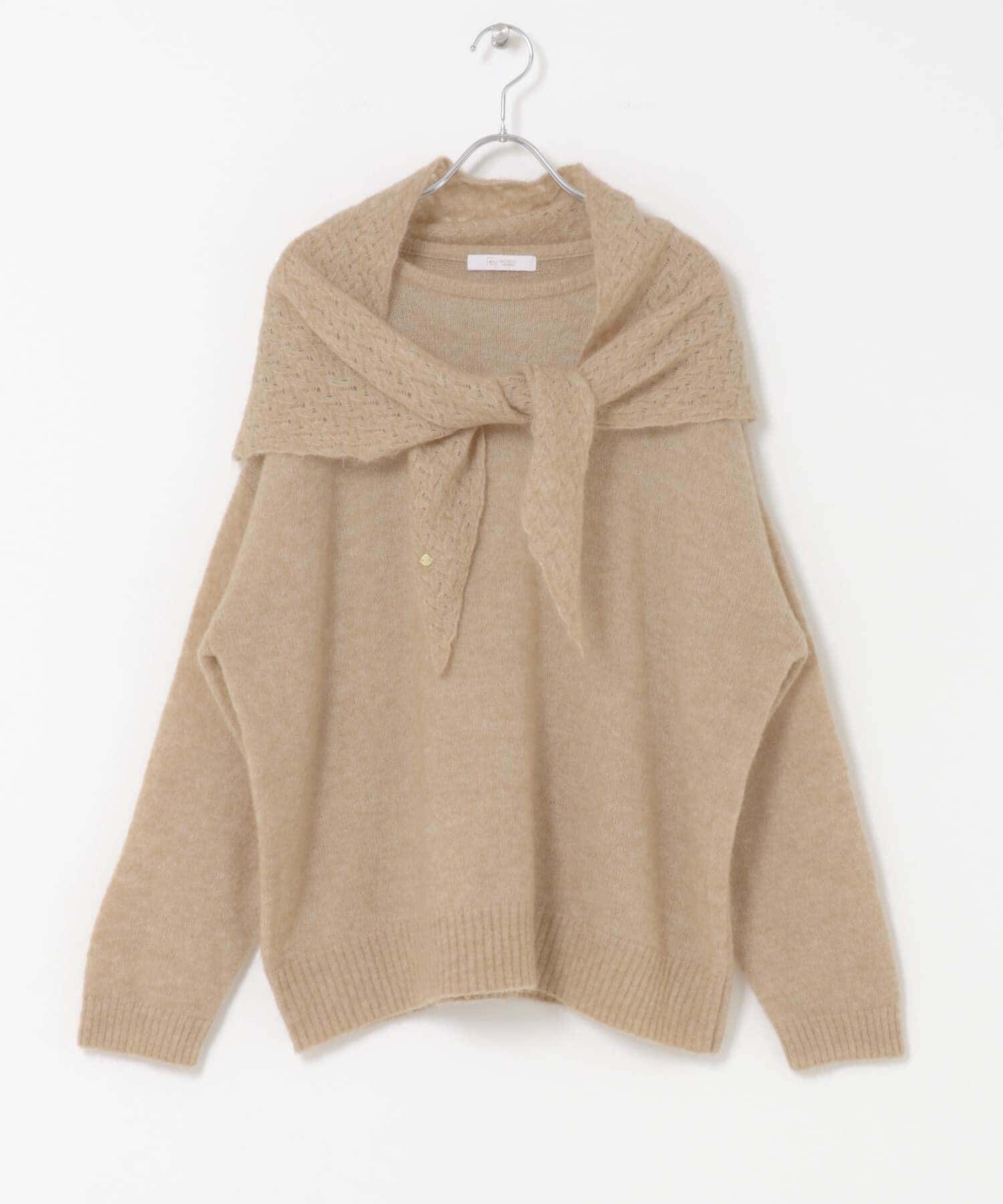 URBAN RESEARCH ROSSO「F by ROSSO　ヘアリーニットプルオーバー+ニットスカーフ」|ニット・セーター|