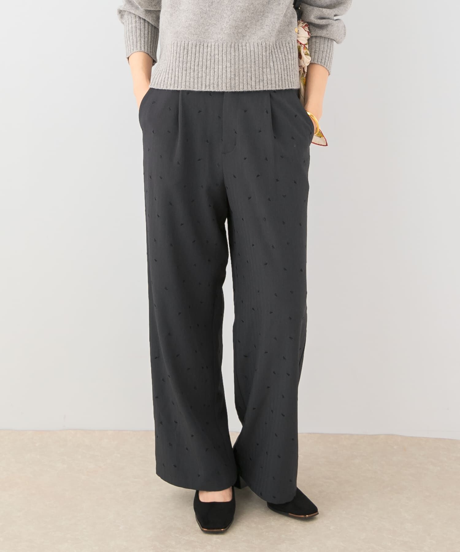 URBAN RESEARCH ROSSO「F by ROSSO　ハート刺繍タックワイドパンツ」|その他|グレー