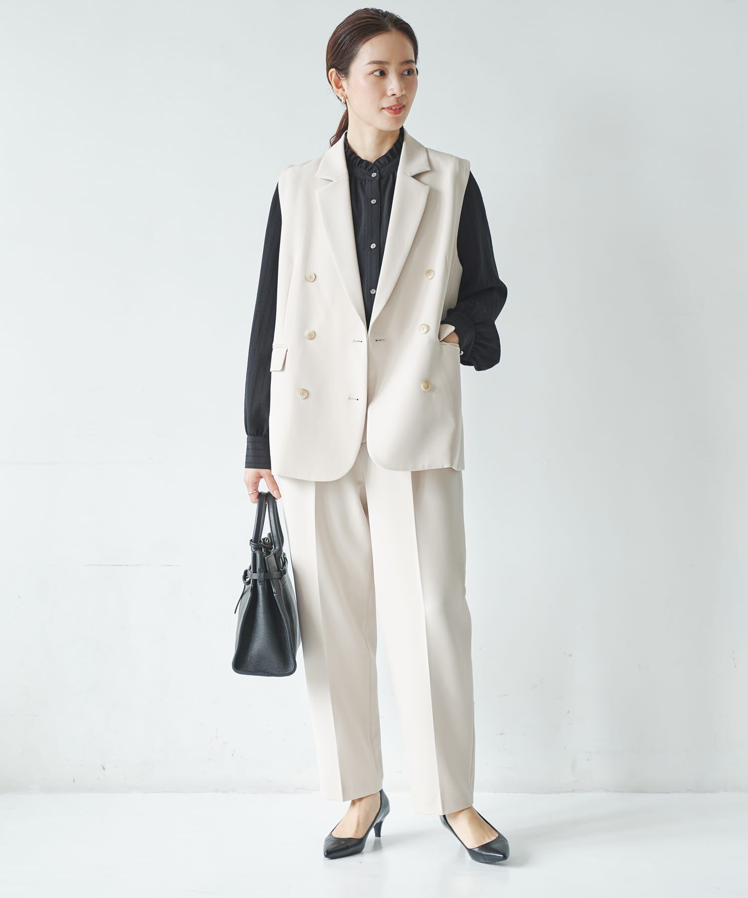 URBAN RESEARCH「ドビーストライプフリルブラウス」|シャツ・ブラウス|