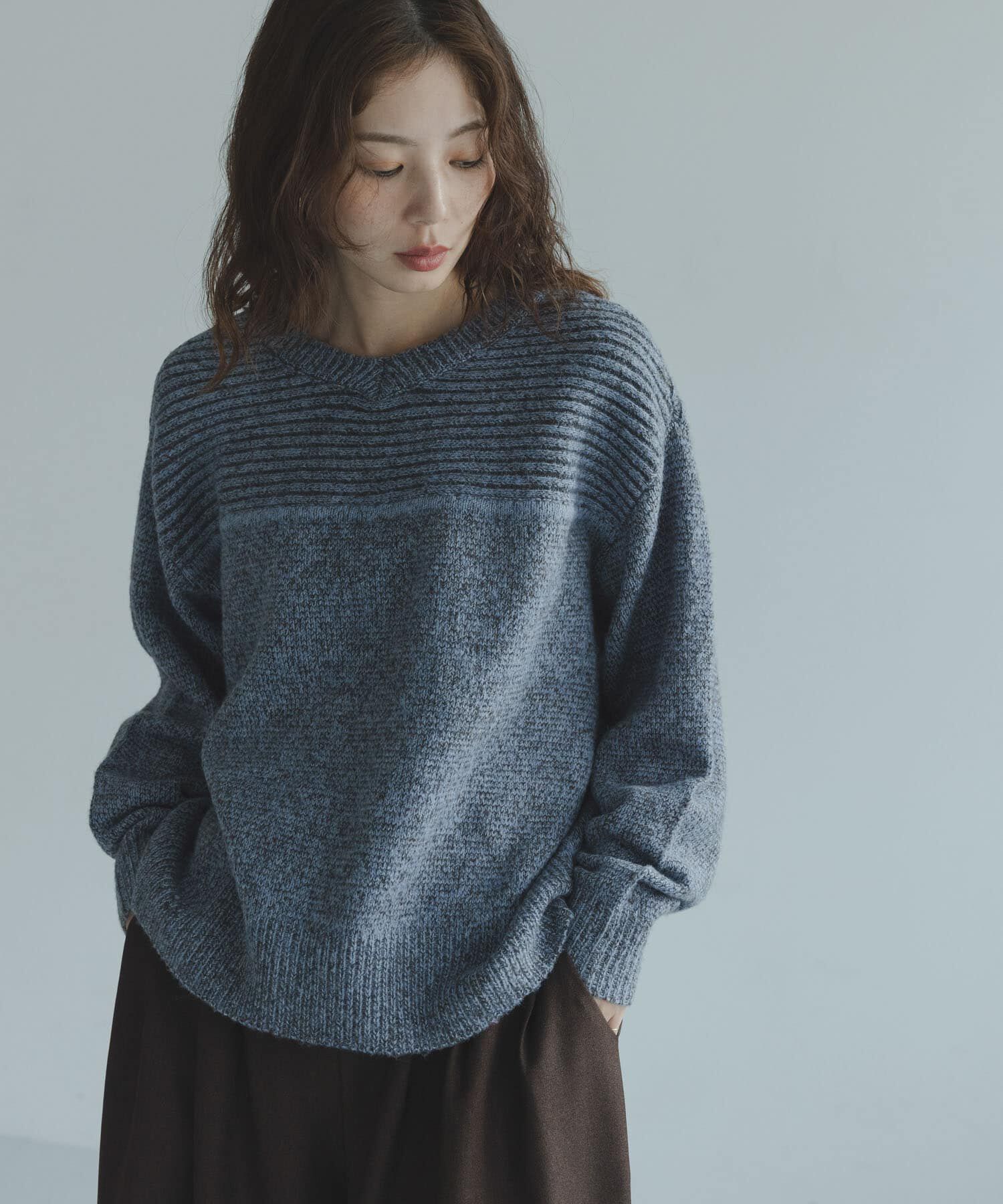 Sonny Label 「Wフェイス2wayニットプルオーバー」|ニット・セーター|ブルー