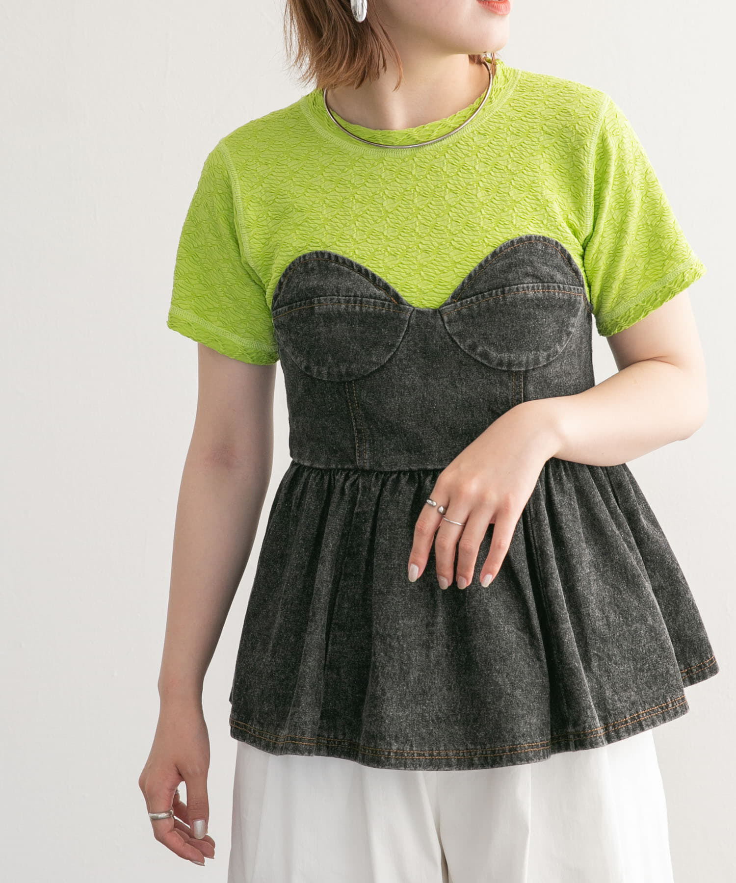  「ステッチデザインシャーリングTEE」|Tシャツ・カットソー|