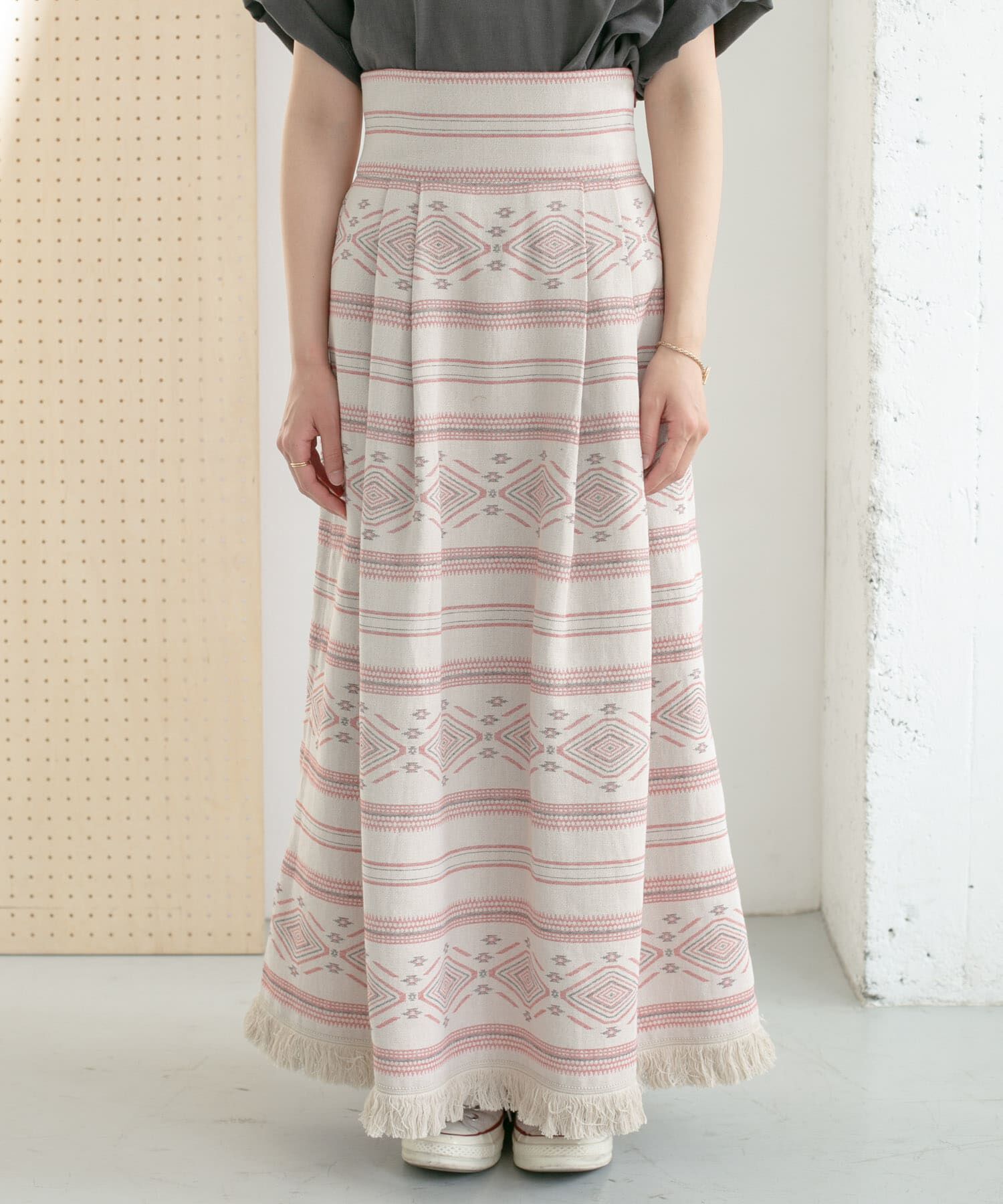  「エスニック柄ボリュームスカート」|スカート|