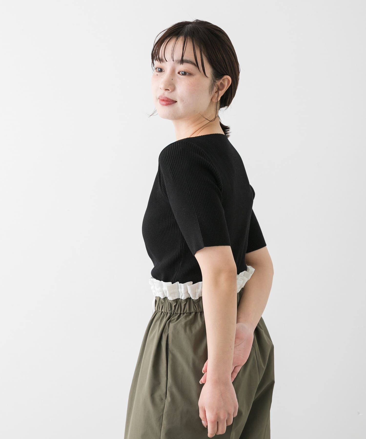 SENSE OF PLACE by URBAN RESEARCH「『一部WEB限定カラー』アシメネックハーフスリーブセーター」|ニット・セーター|