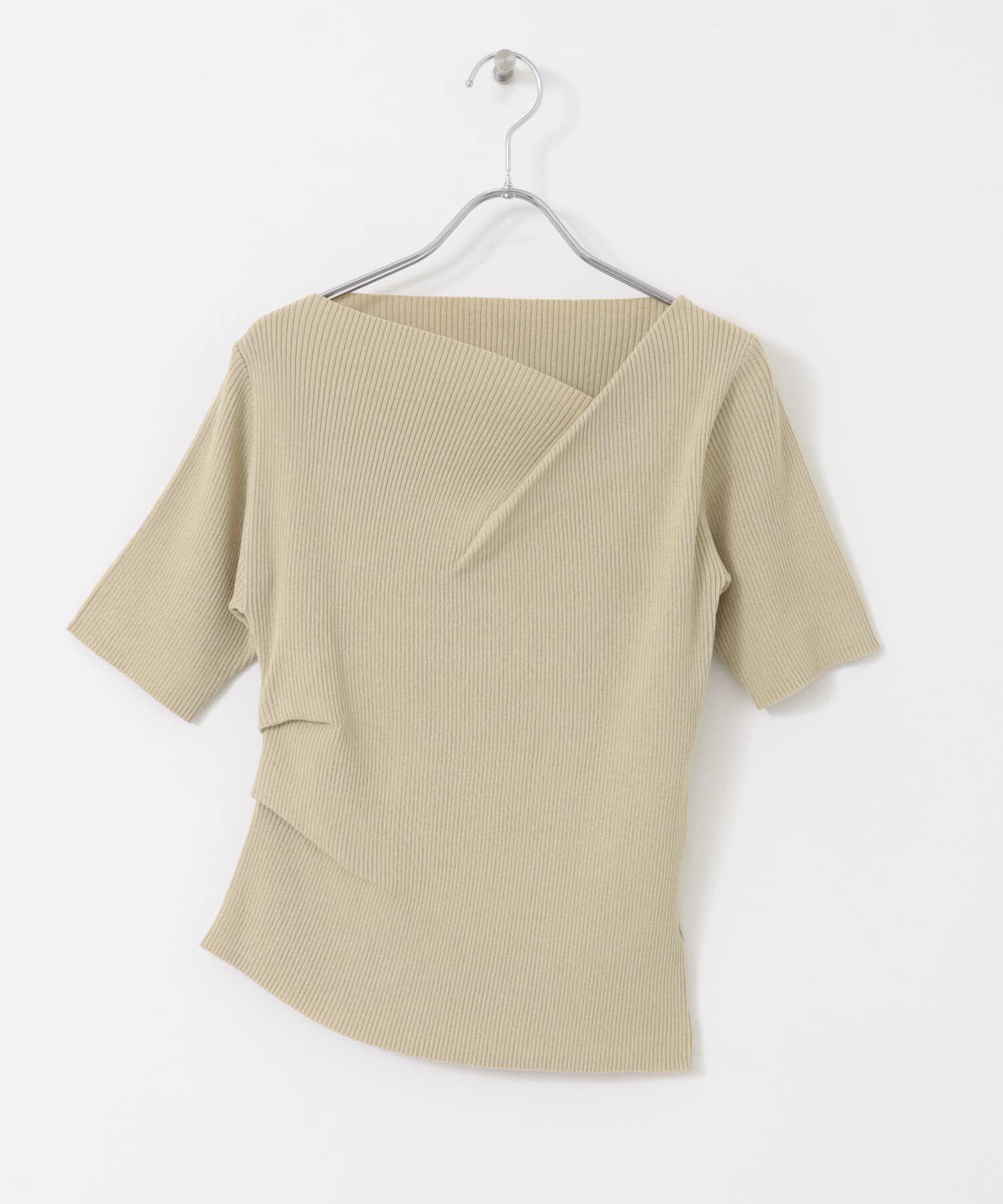 SENSE OF PLACE by URBAN RESEARCH「『一部WEB限定カラー』アシメネックハーフスリーブセーター」|ニット・セーター|