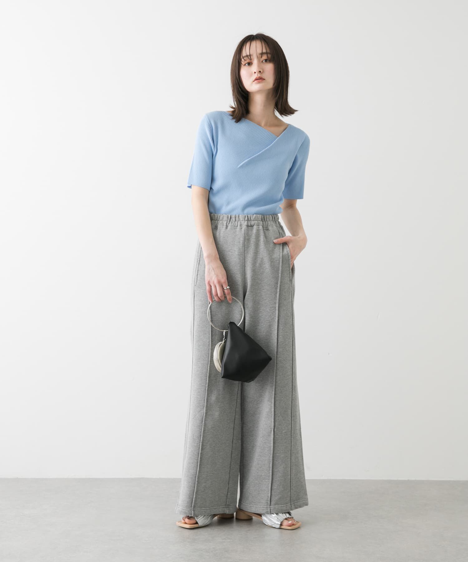 SENSE OF PLACE by URBAN RESEARCH「『一部WEB限定カラー』アシメネックハーフスリーブセーター」|ニット・セーター|