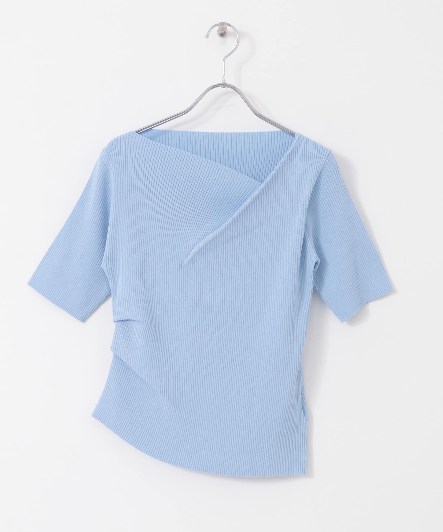 SENSE OF PLACE by URBAN RESEARCH「『一部WEB限定カラー』アシメネックハーフスリーブセーター」|ニット・セーター|