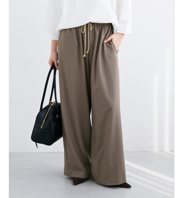  「《手洗い可能》ガンクラブチェックドロストパンツ」|その他|ベージュ柄