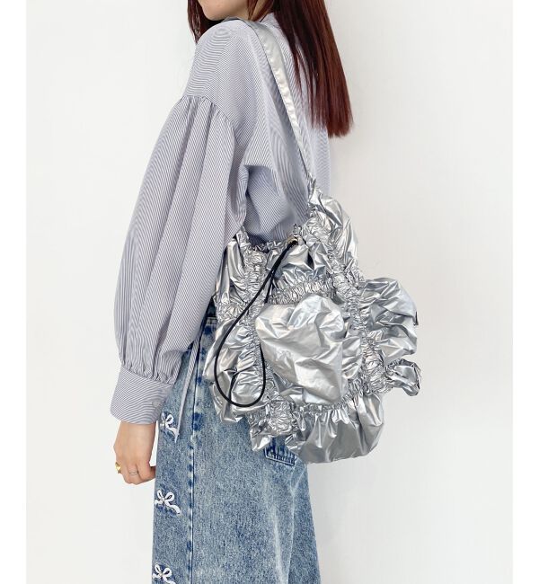 MAJESTICLEGON「ギャザーショルダーバッグ」|ショルダー・メッセンジャー|シルバー