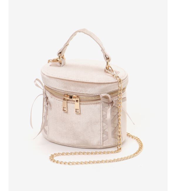 MAJESTICLEGON「レースアップベロアバニティバッグ」|ショルダー・メッセンジャー|