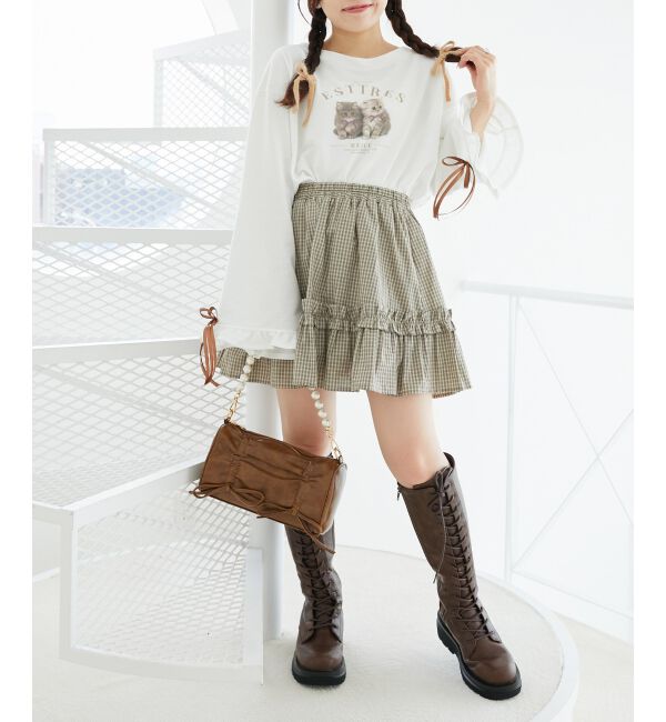 MAJESTICLEGON「パールチェーンセットWリボンバッグ」|ショルダー・メッセンジャー|