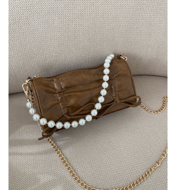 MAJESTICLEGON「パールチェーンセットWリボンバッグ」|ショルダー・メッセンジャー|