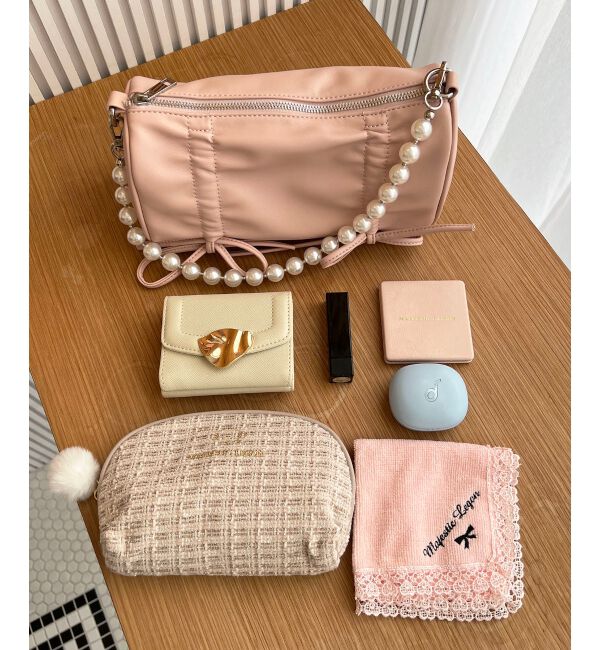 MAJESTICLEGON「パールチェーンセットWリボンバッグ」|ショルダー・メッセンジャー|