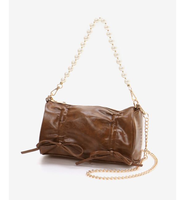 MAJESTICLEGON「パールチェーンセットWリボンバッグ」|ショルダー・メッセンジャー|