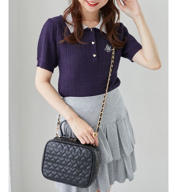  「ハートキルティングスクエアバッグ」|ショルダー・メッセンジャー|