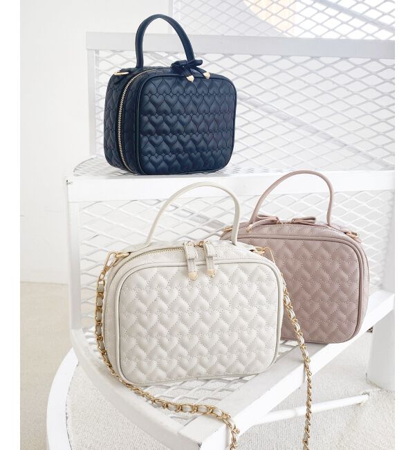  「ハートキルティングスクエアバッグ」|ショルダー・メッセンジャー|