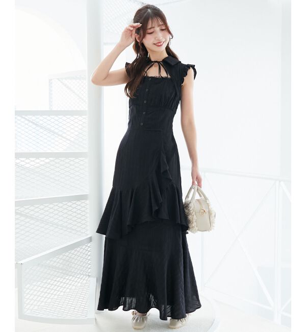  「デコルテオープンノースリロングワンピ」|ワンピース|