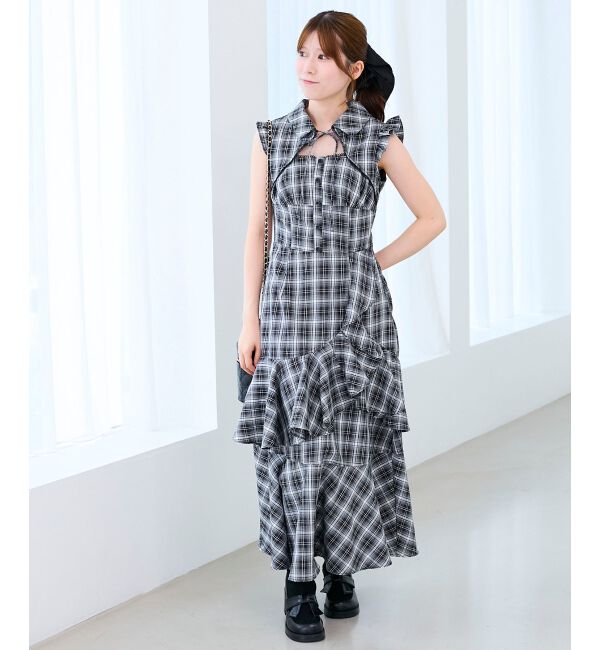  「デコルテオープンノースリロングワンピ」|ワンピース|