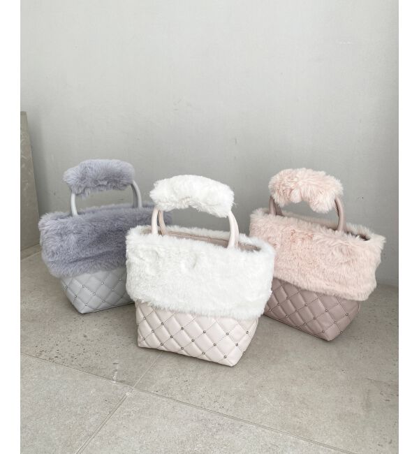  「キルティングビジューファーバッグ」|ショルダー・メッセンジャー|