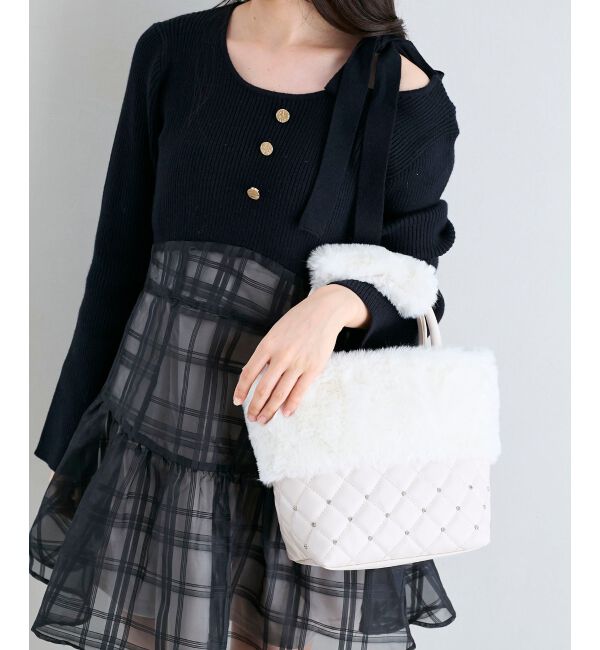  「キルティングビジューファーバッグ」|ショルダー・メッセンジャー|