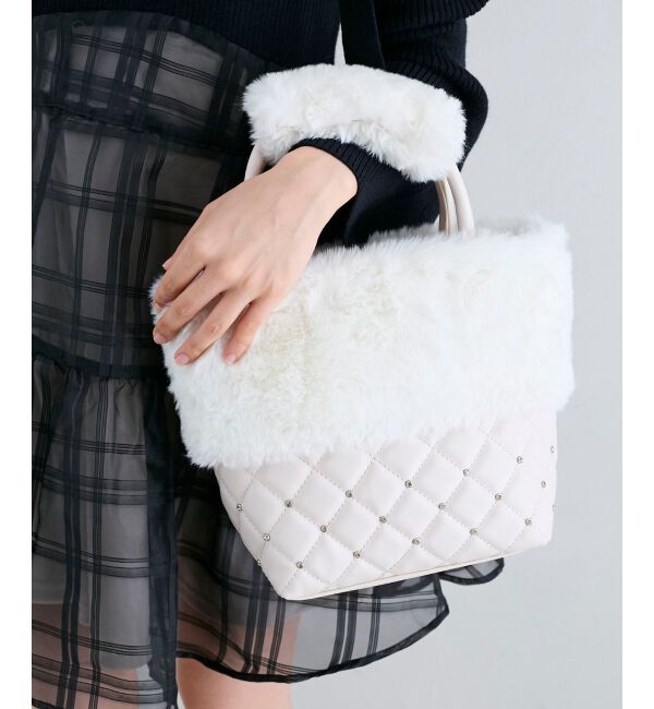  「キルティングビジューファーバッグ」|ショルダー・メッセンジャー|