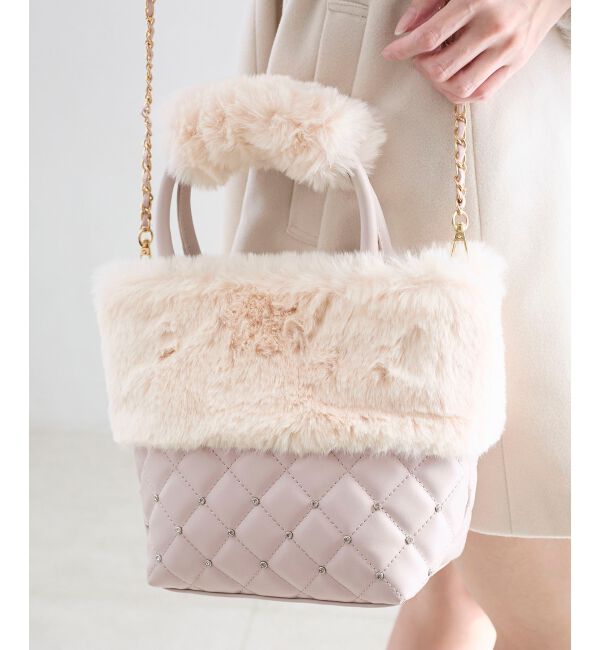  「キルティングビジューファーバッグ」|ショルダー・メッセンジャー|