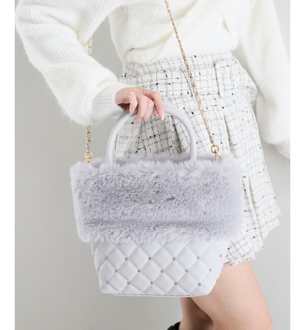  「キルティングビジューファーバッグ」|ショルダー・メッセンジャー|