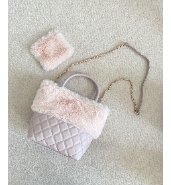  「キルティングビジューファーバッグ」|ショルダー・メッセンジャー|