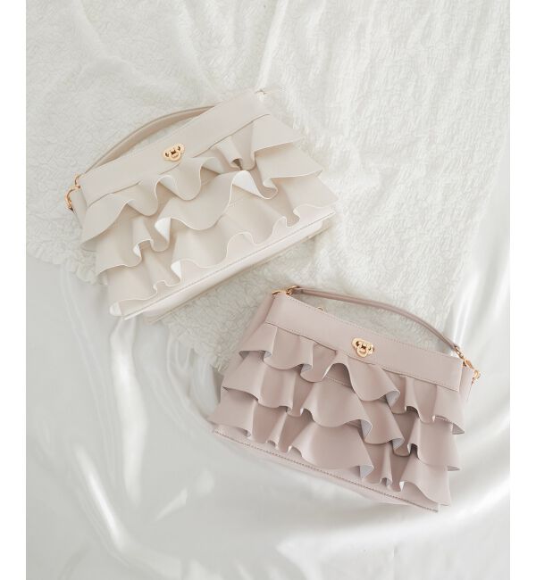  「フリルマルチポケットショルダーバッグ」|ショルダー・メッセンジャー|ピンク