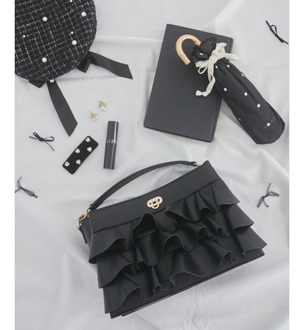  「フリルマルチポケットショルダーバッグ」|ショルダー・メッセンジャー|ブラック