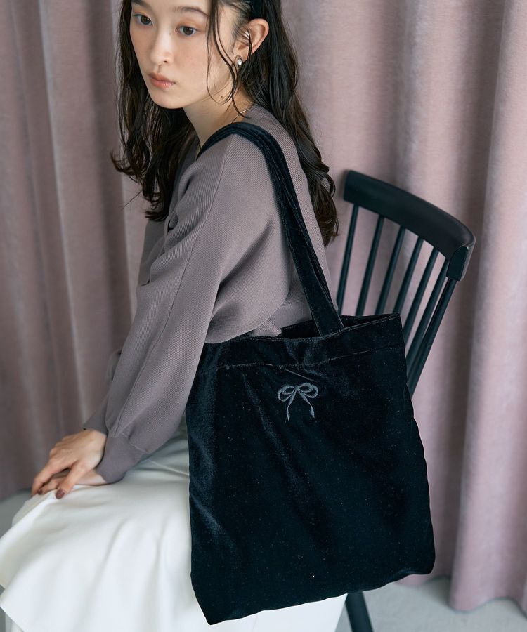 earth music&ecology「【WEB限定】ベロアトートバッグ」|トートバッグ|Black