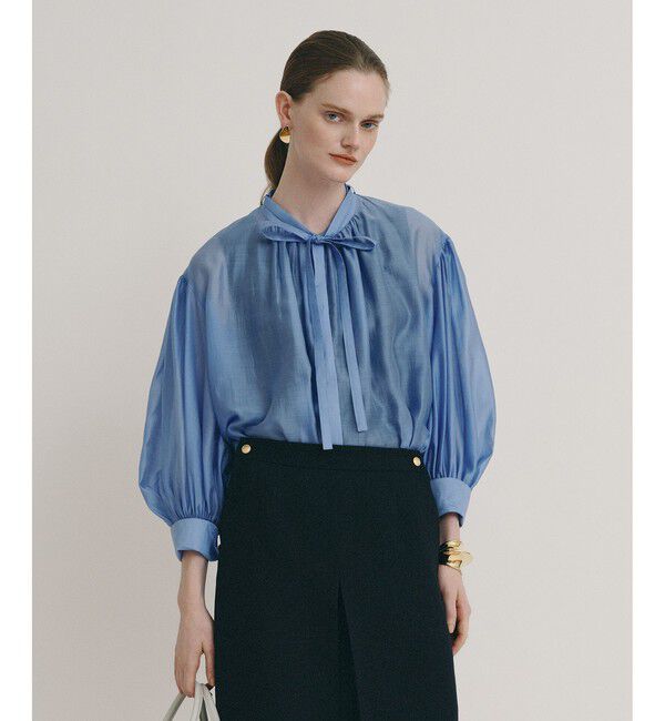 allureville「スリーブコンシャスブラウス」|シャツ・ブラウス|サックス